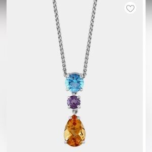 Effy- Sterling Silver, Amethyst, Blue Topaz and Citrine Pendant Necklace